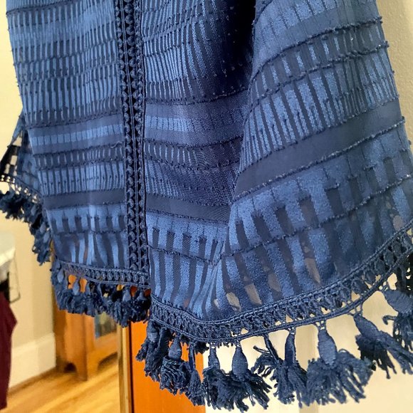 New York & Company Royal Blue Tank Top with Fringe [L] - Picture 3 of 5
